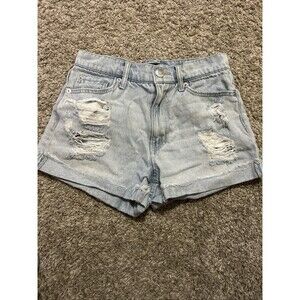 Aeropostale Women's Size 2 Mom Short Distressed Light Wash Jean Shorts Juniors